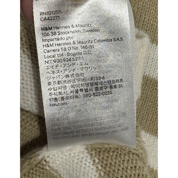 H&M Divided Striped-knit Sweater Cropped/Short Sleeve White/Tan/Women’s/Small - Picture 9 of 9